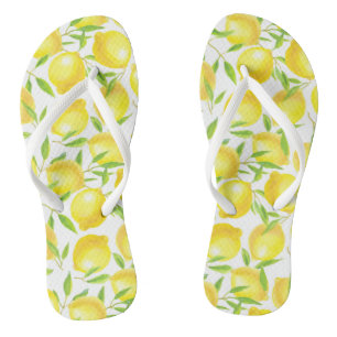 Lemons and leaves  pattern design jandals