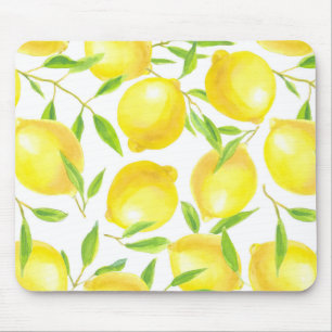 Lemons and leaves  pattern design mouse pad