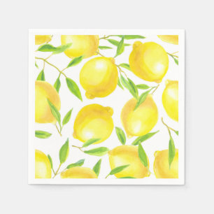 Lemons and leaves  pattern design napkin