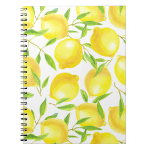 Lemons and leaves pattern design notebook