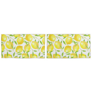 Lemons and leaves  pattern design pillowcase