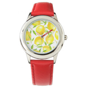 Lemons and leaves pattern design watch