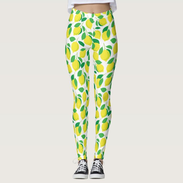 Lemons and leaves pattern leggings (Front)