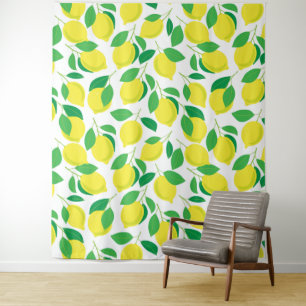 Lemons and leaves pattern tapestry