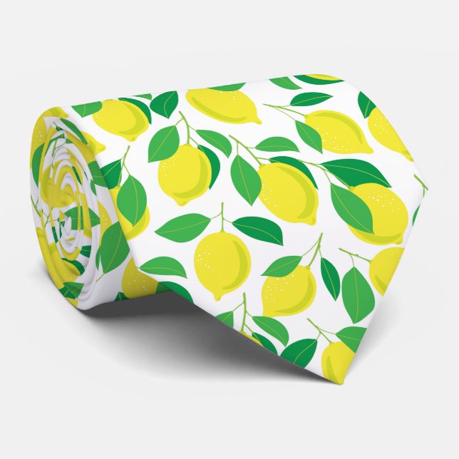 Lemons and leaves pattern tie (Rolled)