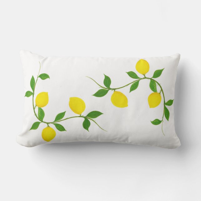 Lemons and Leaves reversible Lumbar Cushion (Front)