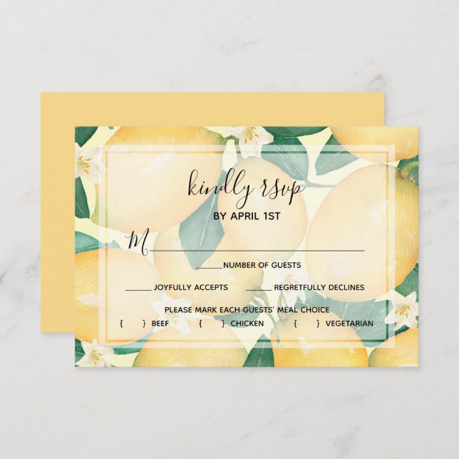 Lemons and Leaves RSVP Card (Front/Back)