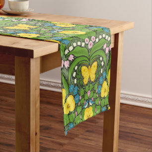 Lemons and leaves short table runner