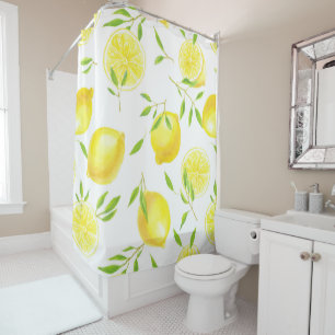 Lemons and leaves shower curtain