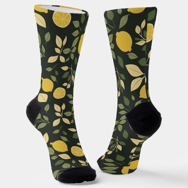 Lemons and Leaves Socks (Angled)