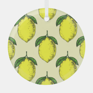 Lemons and leaves: summer pattern. glass tree decoration