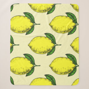 Lemons and leaves: summer pattern. sherpa blanket