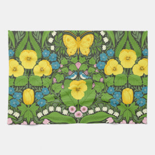 Lemons and leaves tea towel