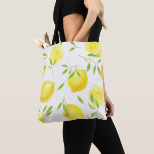 Lemons and leaves tote bag