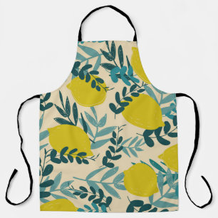 Lemons and leaves, vintage background. apron