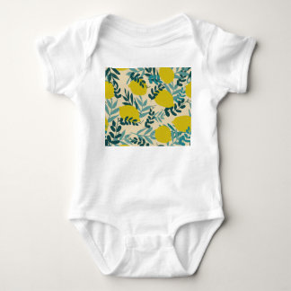 Lemons and leaves, vintage background. baby bodysuit