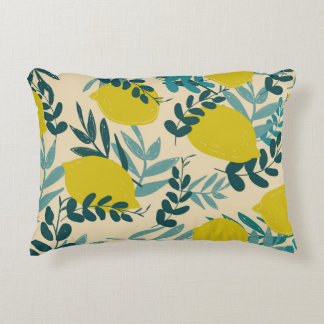 Lemons and leaves, vintage background. decorative cushion
