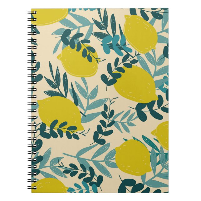 Lemons and leaves, vintage background. notebook (Front)