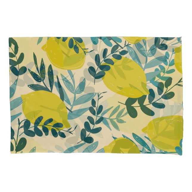 Lemons and leaves, vintage background. pillowcase (Front)