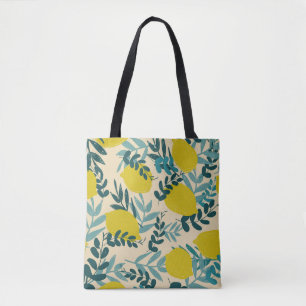 Lemons and leaves, vintage background. tote bag