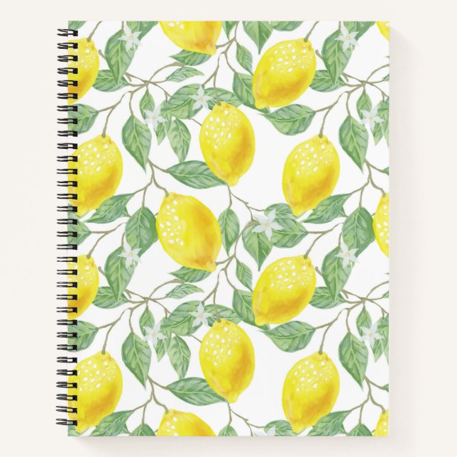 Lemons and Leaves Watercolor Notebook (Front)