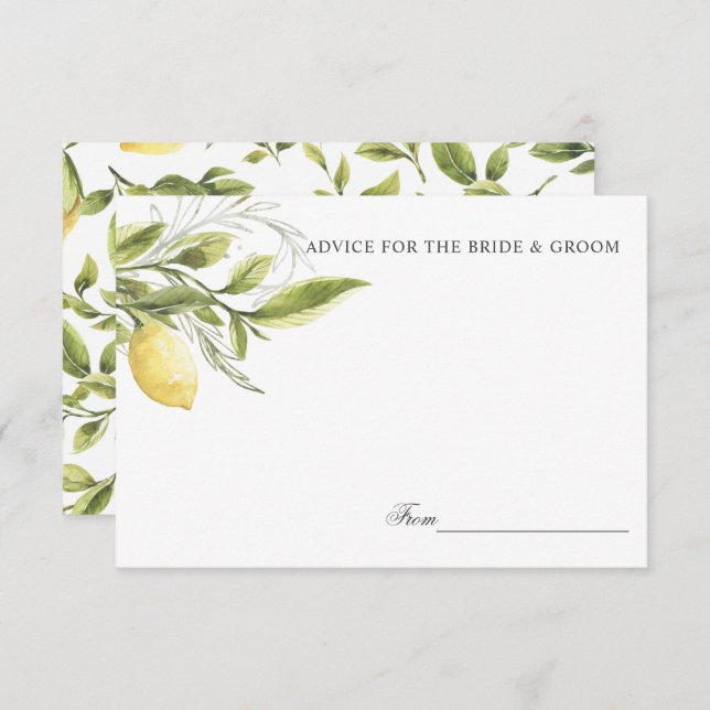 Lemons and leaves Wedding Advice or recipe Invitation (Front/Back)
