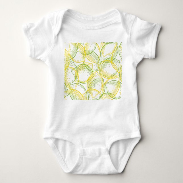 Lemons and Limes: Fresh Pattern. Baby Bodysuit (Front)
