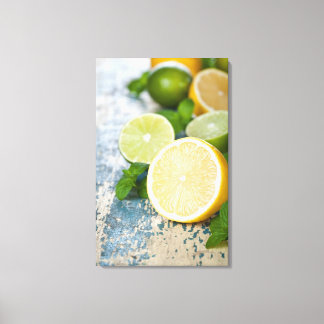 Lemons And Limes With Fresh Mint Canvas Print