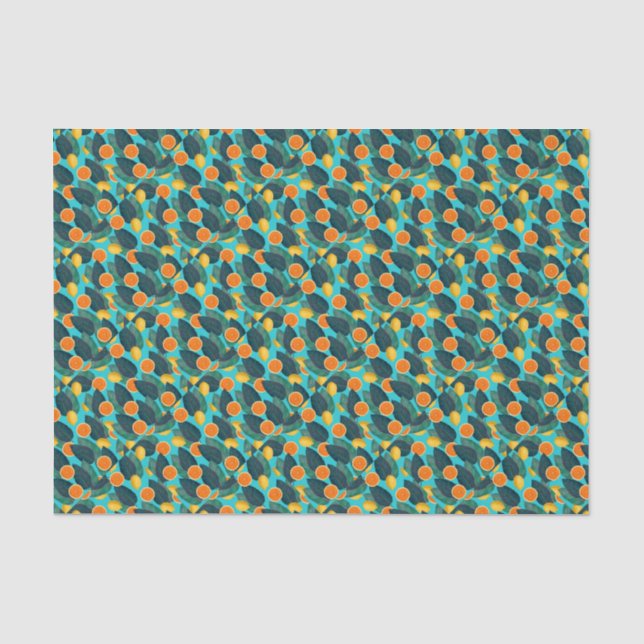 lemons and oranges teal tissue paper (Front)