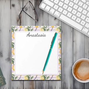 Lemons and Pink Mauve Gingham Notepad