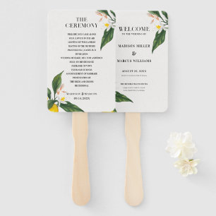 Lemons and White Flowers Blossom Hand Fan