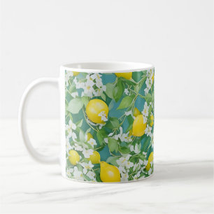 Lemons and White Flowers Coffee Mug