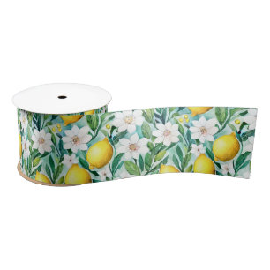 Lemons and White Flowers - French Country Decor Satin Ribbon