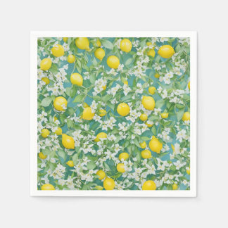 Lemons and White Flowers Napkin