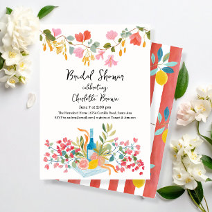 Lemons and Wine Bridal Shower Invitation