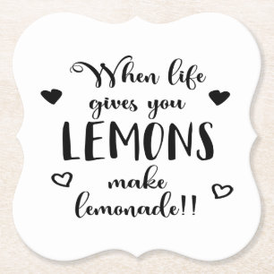Lemons Attitude Success Dreams Motivational Quote Paper Coaster