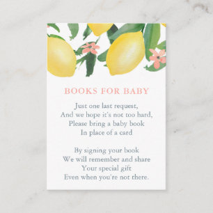 Lemons Baby Girl Bring a Book Baby Shower Enclosure Card