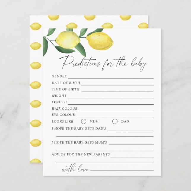 Lemons - Baby predictions and advice  (Front/Back)