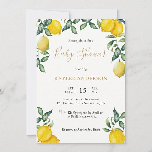 Lemons Baby shower invitation card (Front)