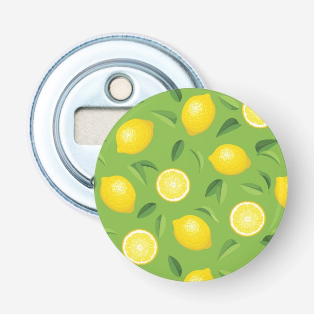 Lemons Background Pattern Bottle Opener (Front)