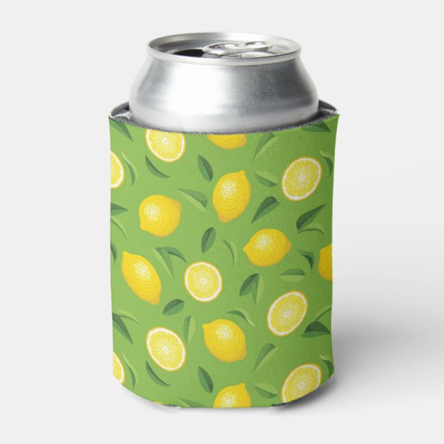 Lemons Background Pattern Can Cooler (Can Front)