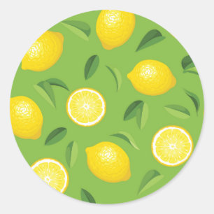Lemons Background Pattern Classic Round Sticker