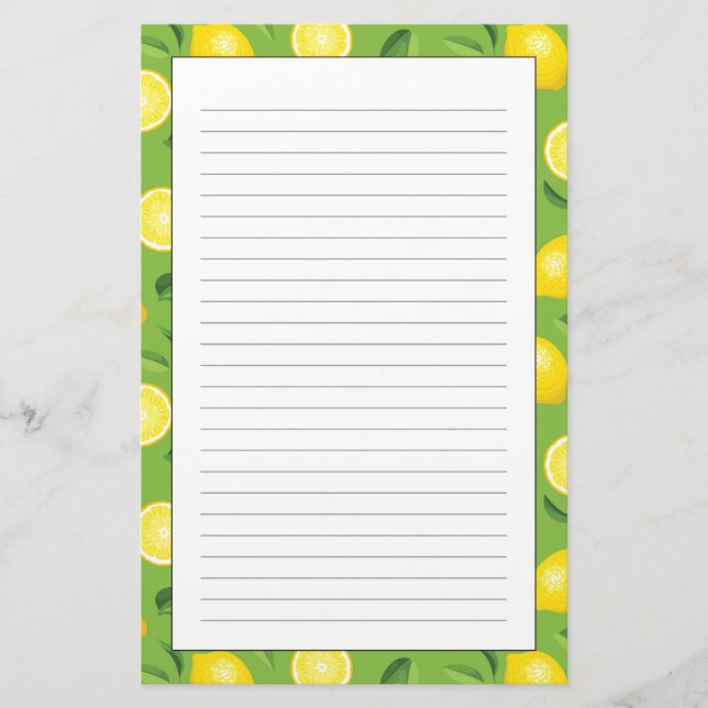 Lemons Background Pattern Stationery (Front)