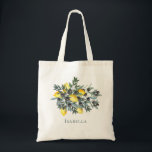 Lemons | Black Olives Bouquet Bridesmaid Tote Bag<br><div class="desc">Italian Mediterranean lemons and black olives bouquet Bridal bridesmaid or other member of the wedding party monogram / name design with shades of dusky teal,  off black and lemon yellow.   Composite design by Holiday Hearts Designs.</div>