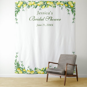 Lemons Blossom Bridal Shower Photo Booth Backdrop Tapestry