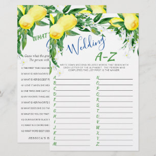 Lemons Blossom Double-Sided Bridal Shower Game