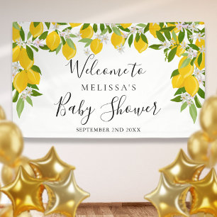Lemons Blossom Greenery Baby Shower Welcome Banner