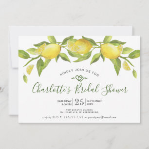 Lemons Blossom Greenery Bri Greenery Bridal Shower Invitation