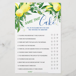 Lemons Blossom Greenery Chic Bridal Shower Game
