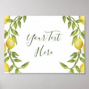 Lemons Blossom Greenery Graduation Sign Poster